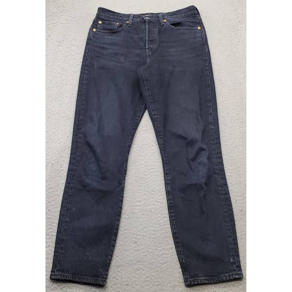 Levi's Wedgie Jeans Women 27 Black Denim High Rise Red Tab Skinny Leg Button Fly